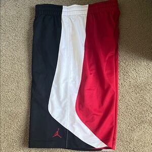 Jordan Colorblock Black White Red Basketball Shorts